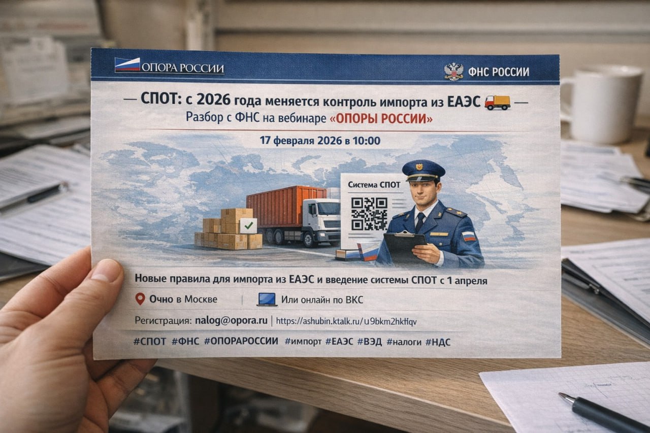 СПОТ: контроль импорта из ЕАЭС — разбор с ФНС на вебинаре ОПОРЫ РОССИИ